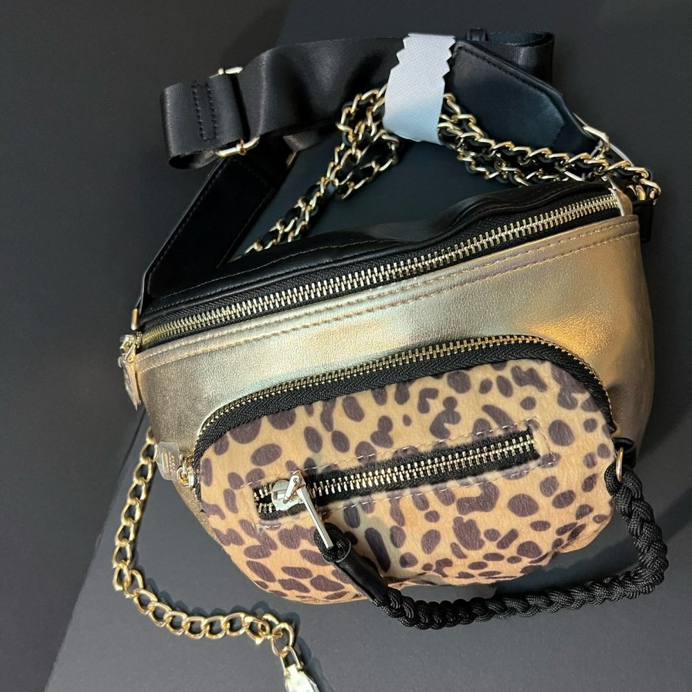 Steve Madden BSummit Animal Print/Gold Belt Bag